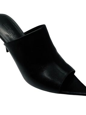 ANTONELLI FIRENZE BLACK POINTED TOE LEATHER MULE SANDALS